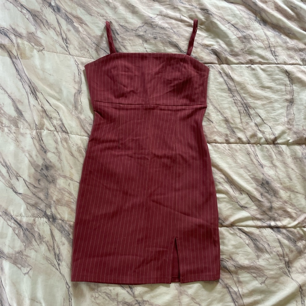 Elegant Magenta Pinstripe Dress